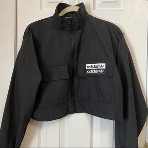Black Cropped Adidas Windbreaker Jacket